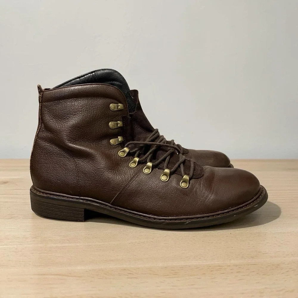 Cole Haan Ankle Boots Size 10.5M Brown Leather Lace Up Hiking Rugged Workwear